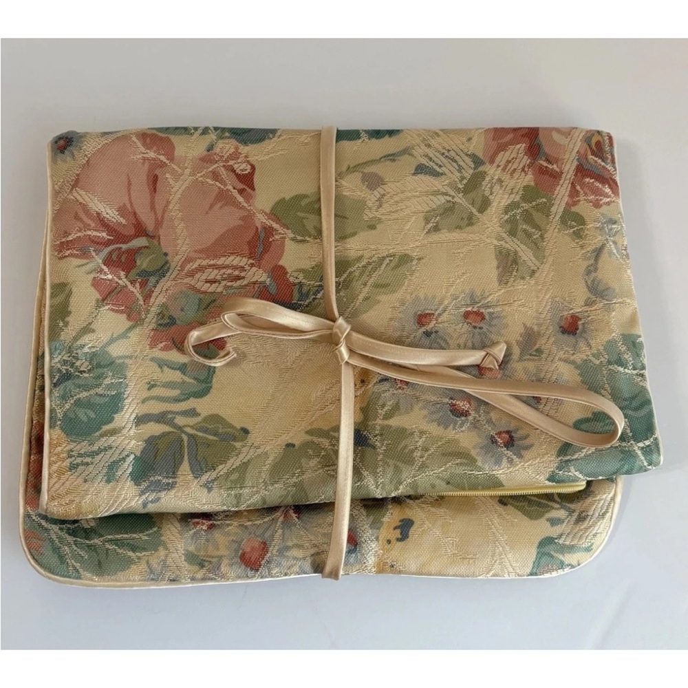 Vintage A HERZ Product Makeup Bag Floral Pink Green Yellow Long Island cl